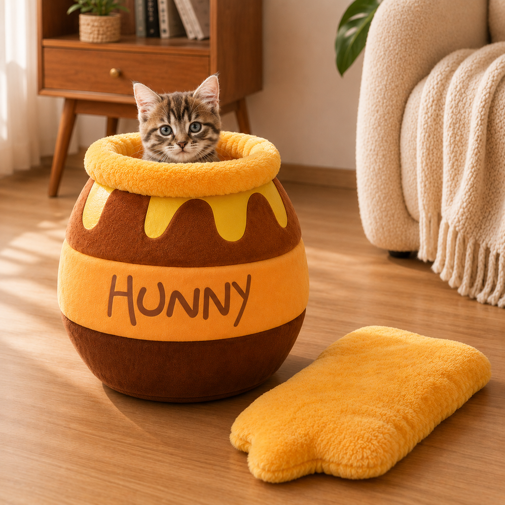 Hunny Puff™ Cozy Cat Cave Bed