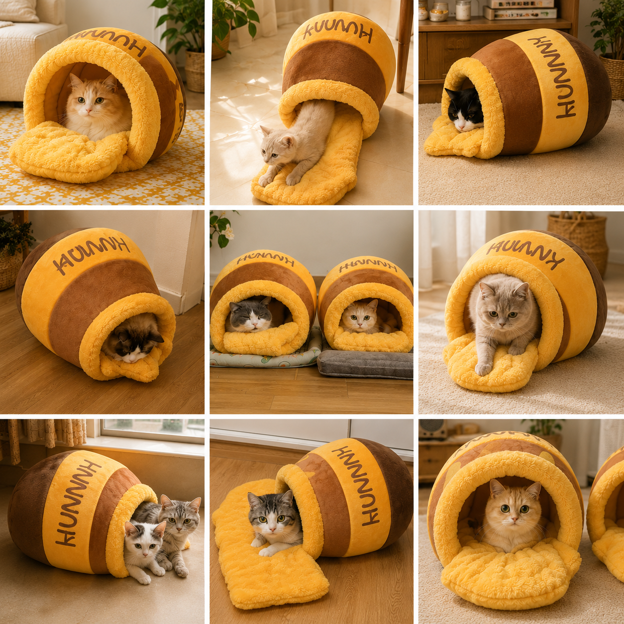 Hunny Puff™ Cozy Cat Cave Bed